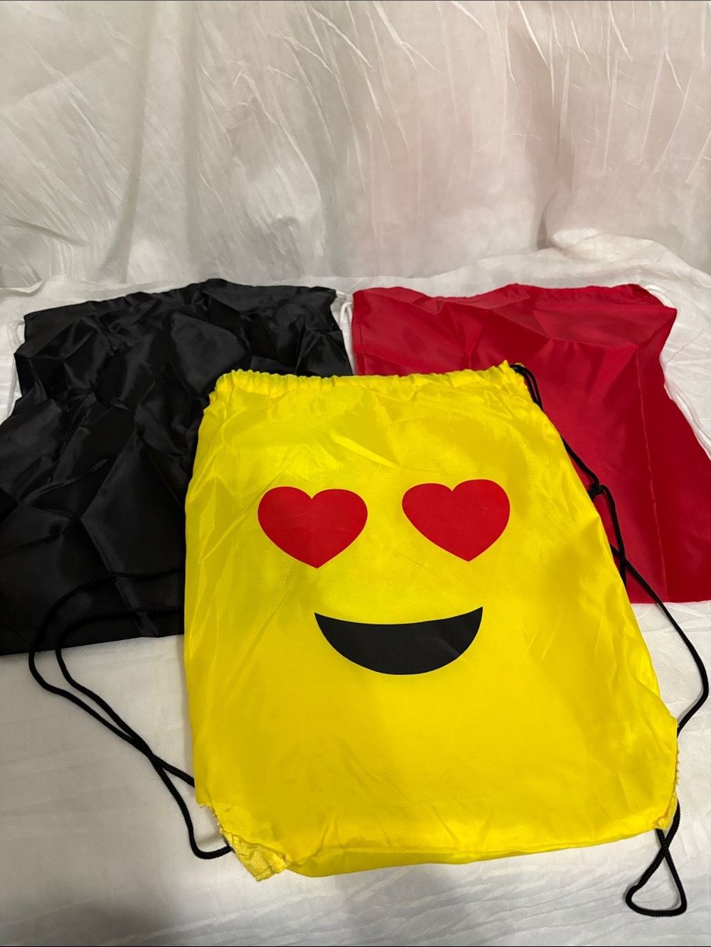 Emoji Drawstring Bag bundle of 3 NWOT